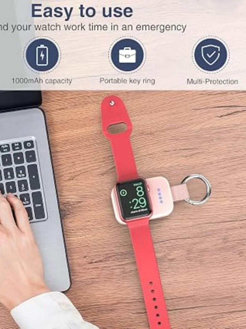 iVALUX Portable Wireless Charger for Apple Watch Travel Keychain Power Bank